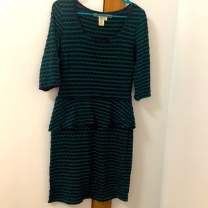 Women’s Max Studio M peplum green/ blue dot dress